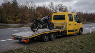 Motocykl przygotowany do transportu – Zgierz